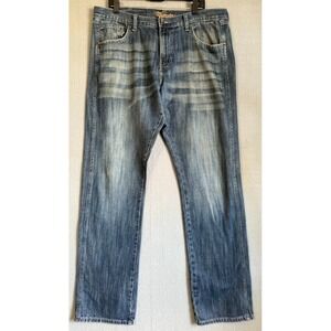 Wrangler Jeans Men 36x36 Blue Distressed Cowboy Cut  Pockets Demin Casual